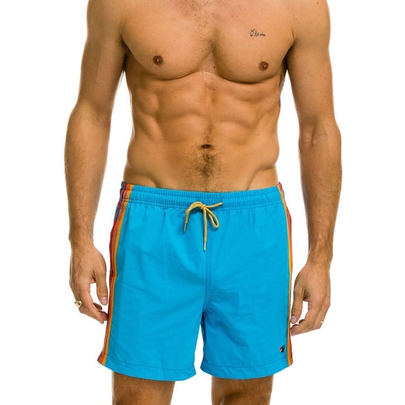 MEN'S 5 STRIPE FLEX SHORTS - NEON BLUE - Picture 3 of 10